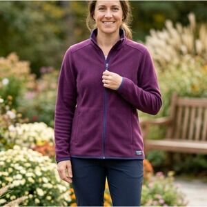 LL Bean Womens Fleece Jacket Full Zip Purple Recycled Polyester Large 505303